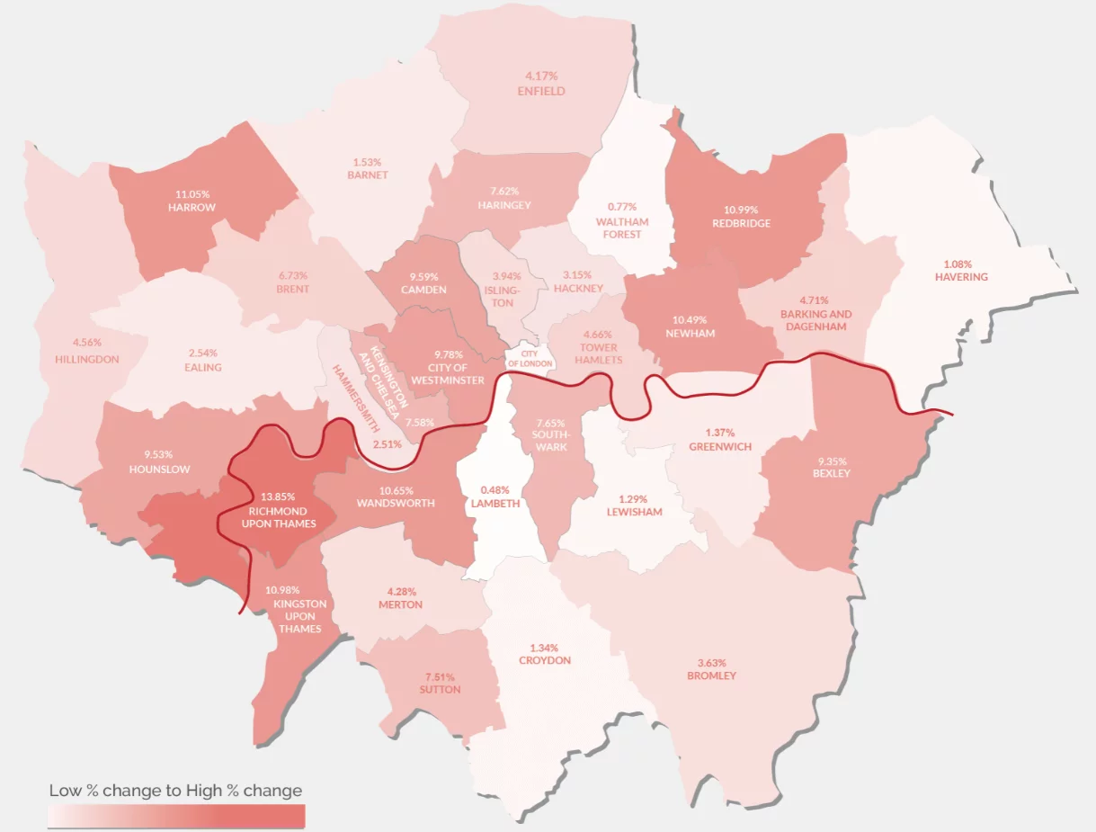 London Borough Crime Map Showing Increase in Violence